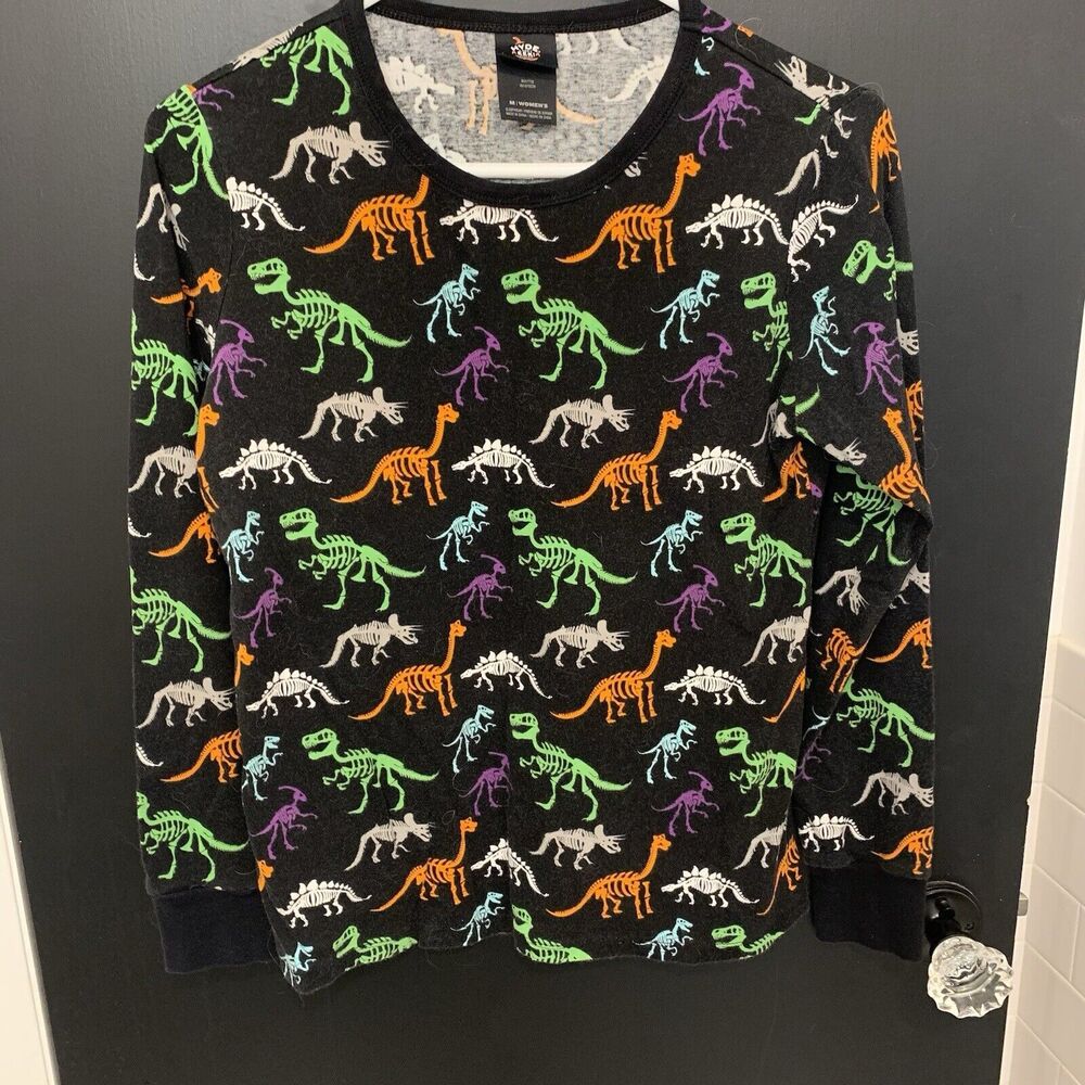 Hyde & Eek Women's  M Dino 2-Pc Halloween Pajama PJ Set Skeleton Dinosaurs Dino